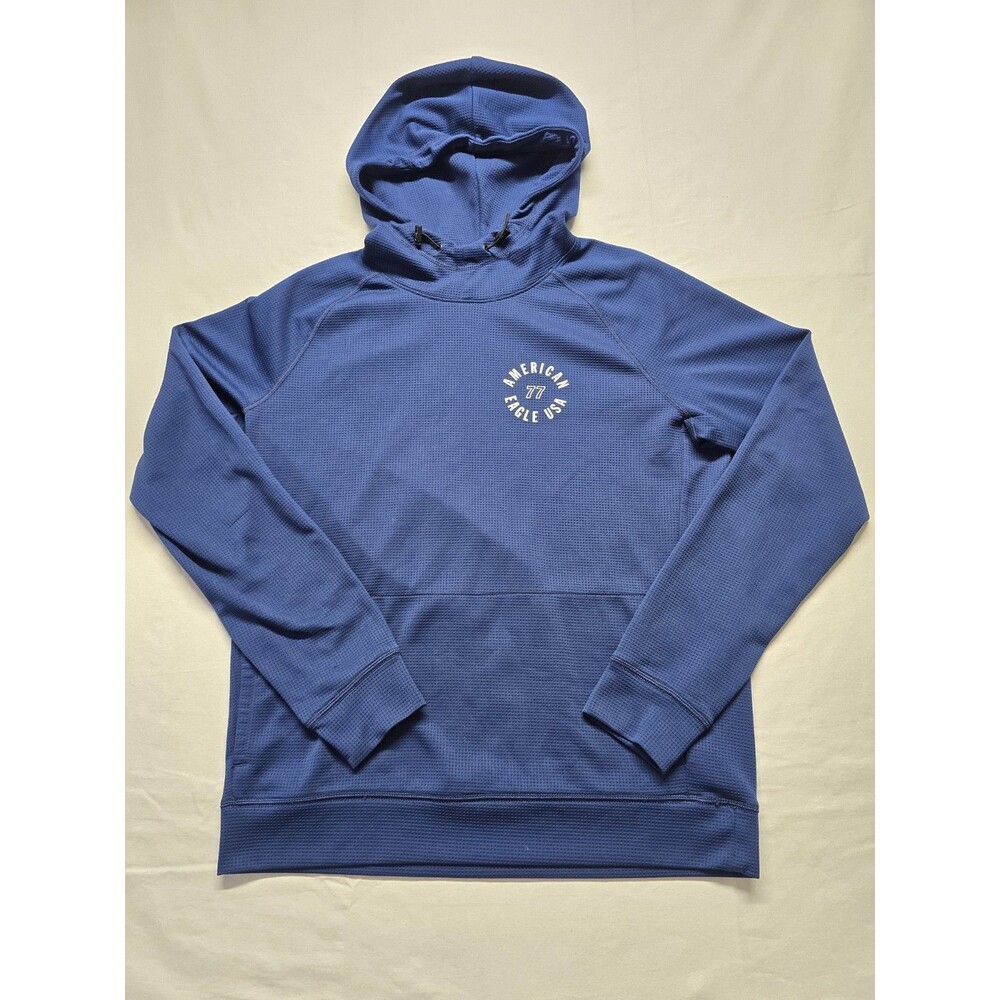 American Eagle Hooded Shirt Blue Men’s S Long Sleeve Waffle Pullover Flex